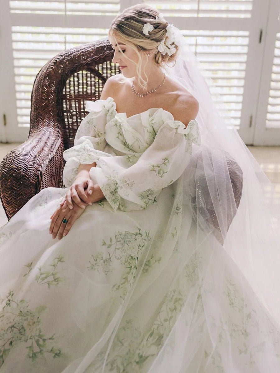 A-Line Floral Appliqued Majesty Bridal Wedding Dress with Ruffles