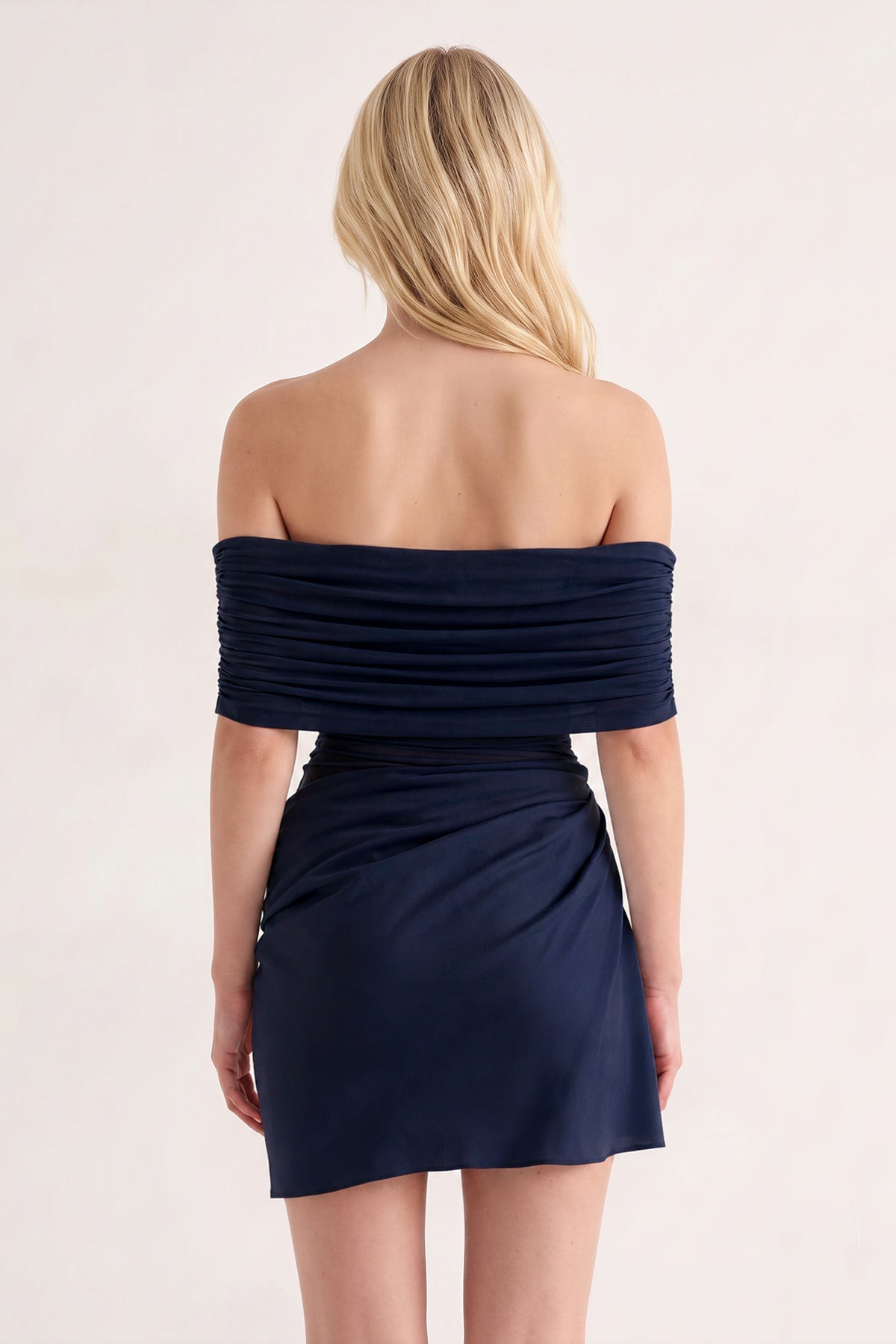 Aqua Off the Shoulder Sheath Ruched Tulle Homecoming Dress