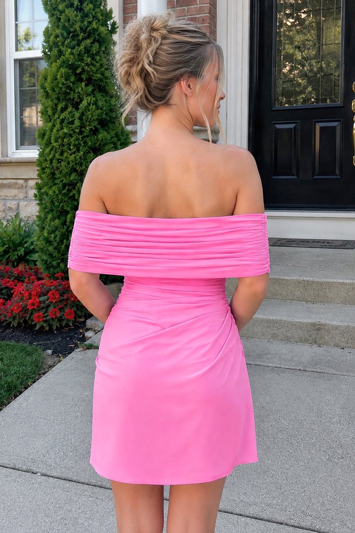 Aqua Off the Shoulder Sheath Ruched Tulle Homecoming Dress