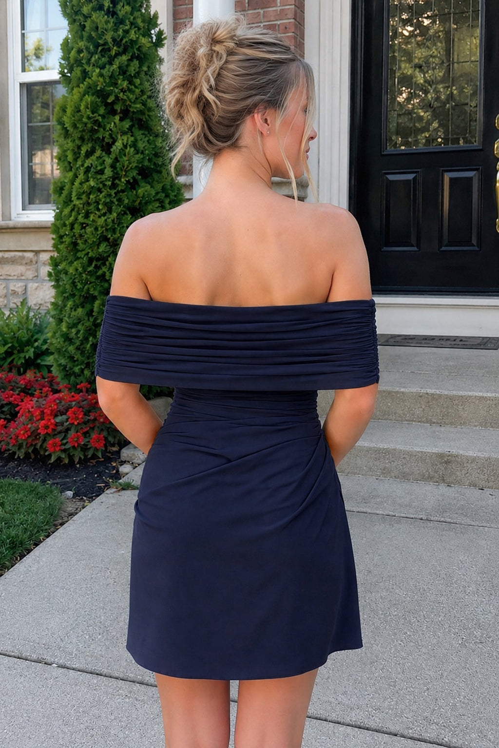 Aqua Off the Shoulder Sheath Ruched Tulle Homecoming Dress