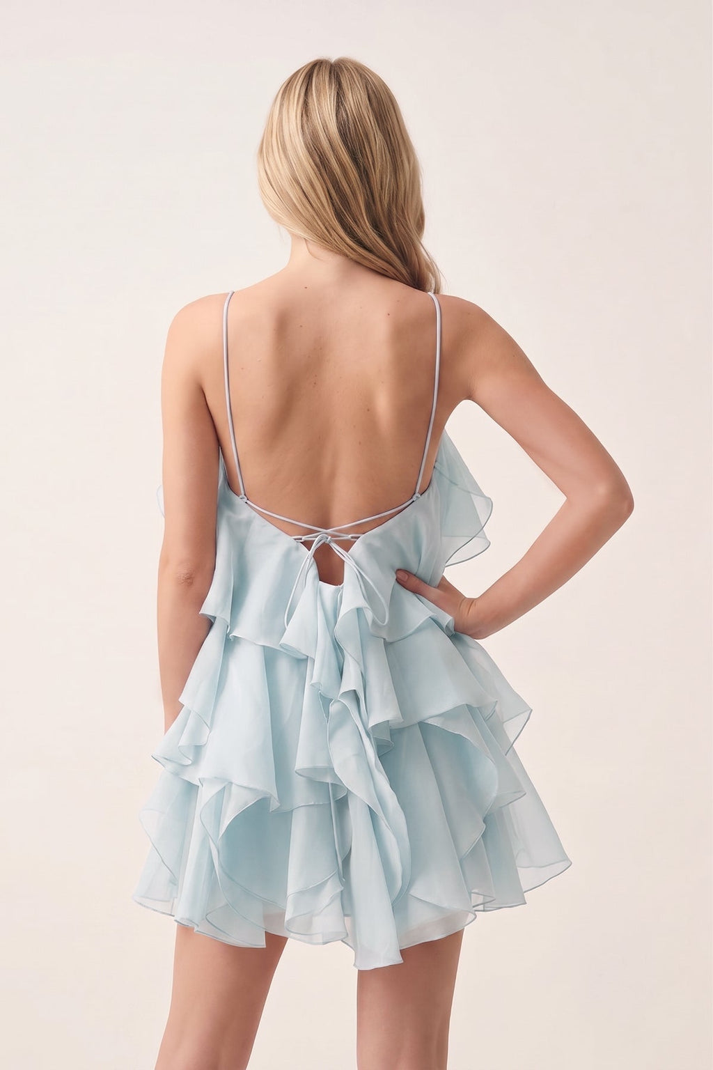 Coral Pink Ruffled Chiffon Halter Asymmetrical A-Line Homecoming Dress