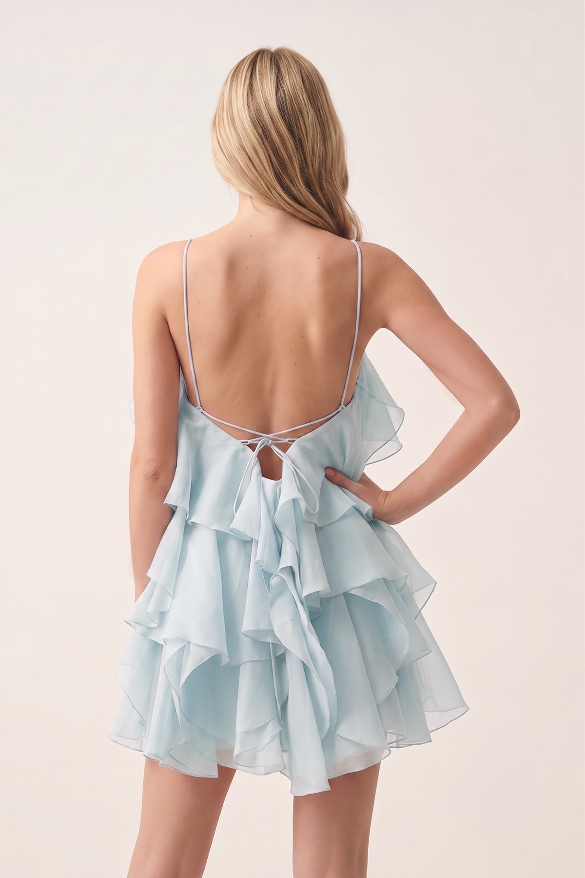 Coral Pink Ruffled Chiffon Halter Asymmetrical A-Line Homecoming Dress