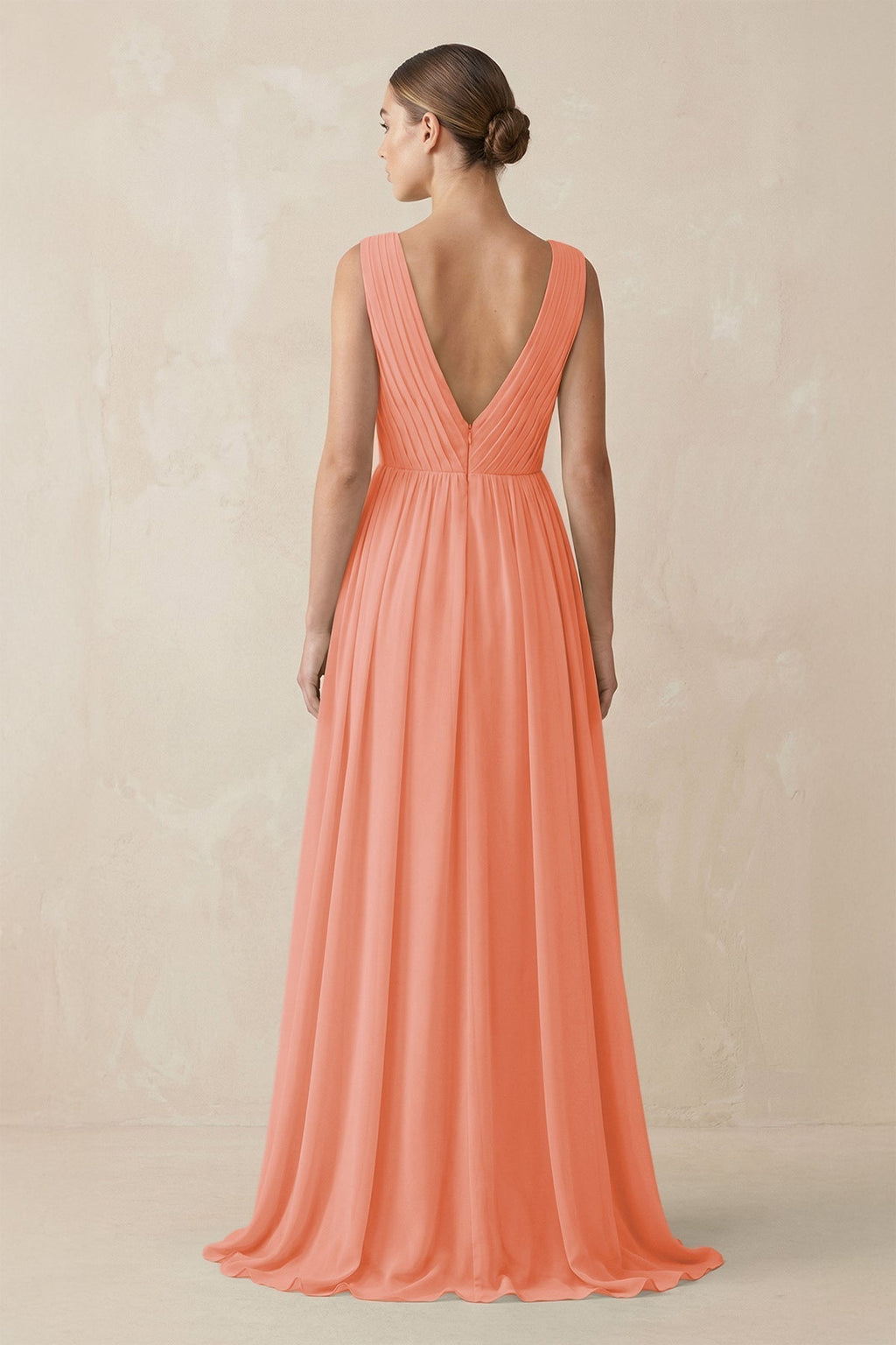V-Neck Pleated A-Line Chiffon Bridesmaid Dress in Rosette