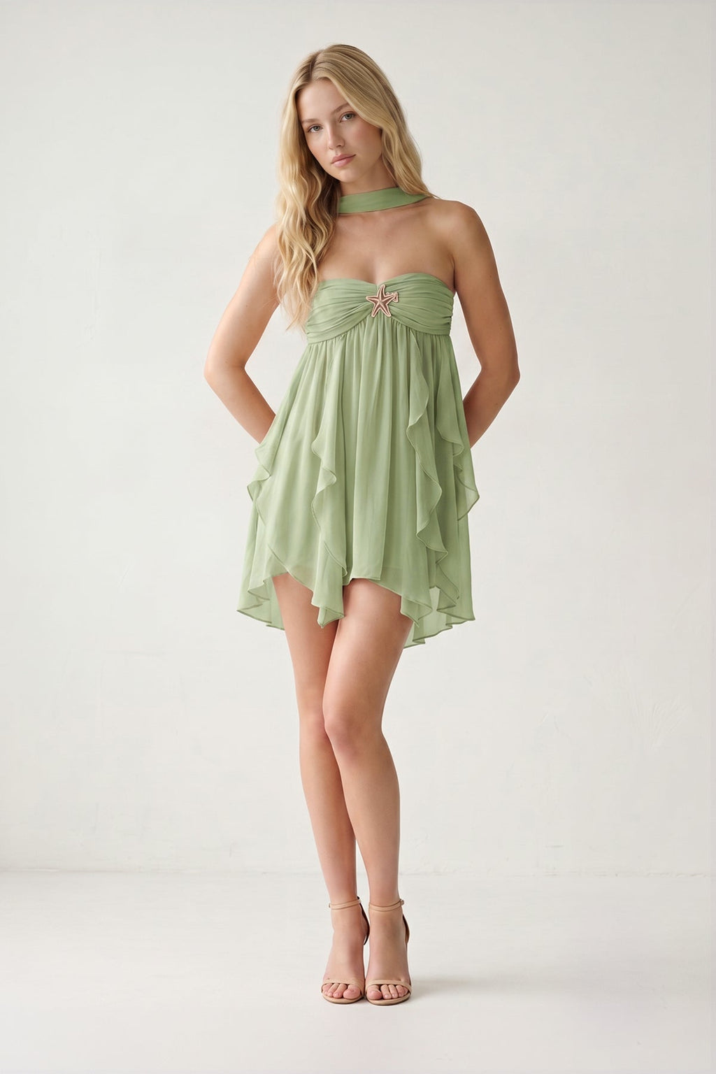Dusty Pink Ruffled A-Line Sweetheart Ruched Homecoming Dress