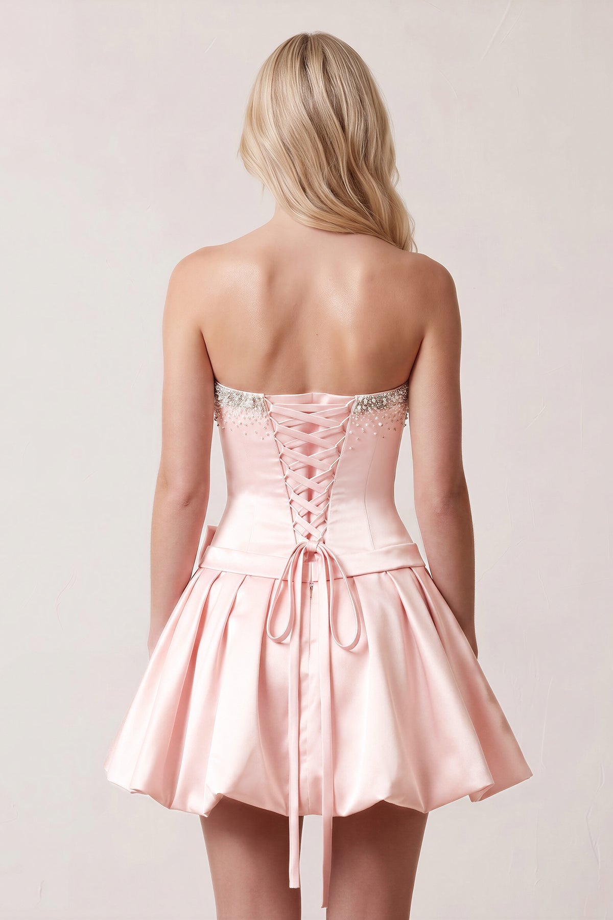 Hot Pink Rhinestones Sweetheart Ruched A-Line Homecoming Dress With Bow