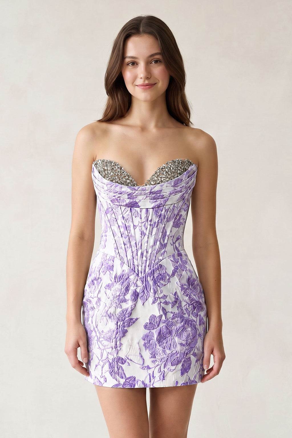 Blue Sweetheart Jacquard Sheath Corset Homecoming Dress