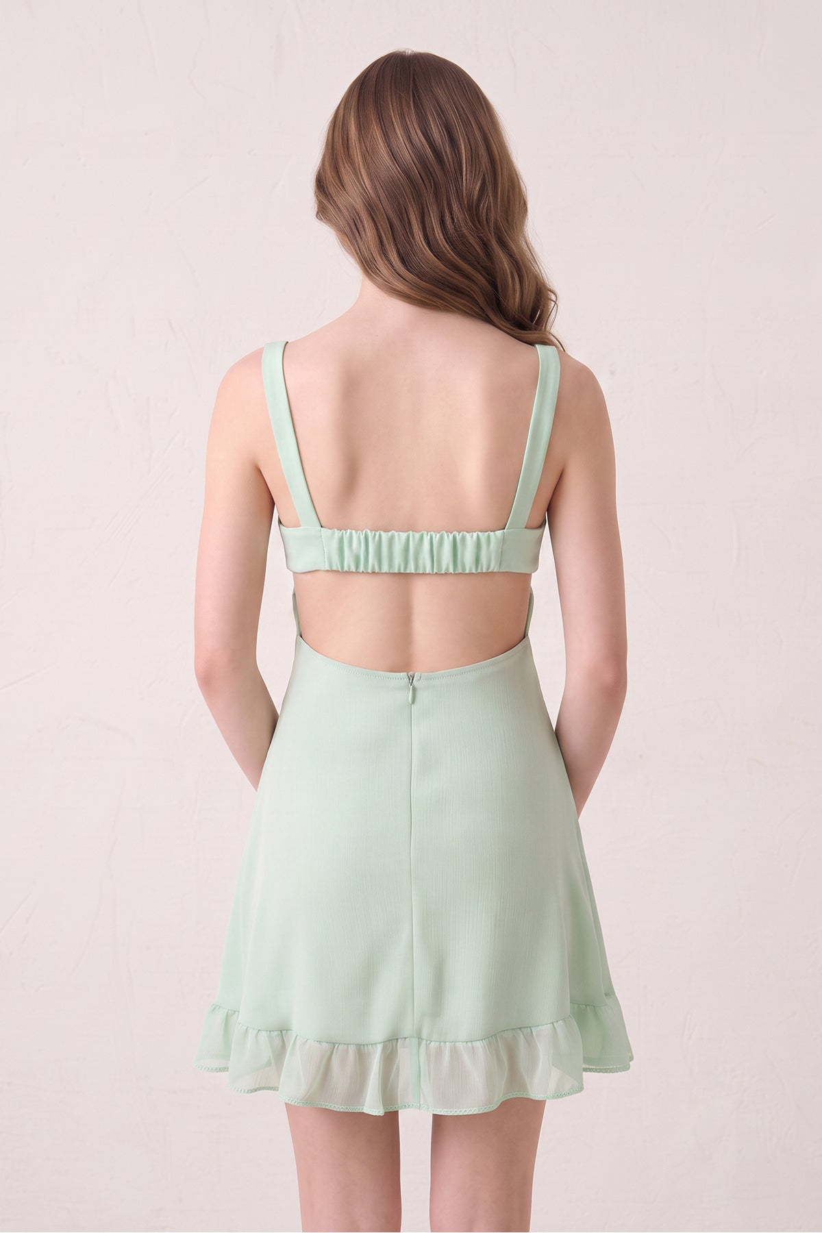 Mint Green Sweetheart Chiffon Ruffled A-Line Cut-Out Homecoming Dress