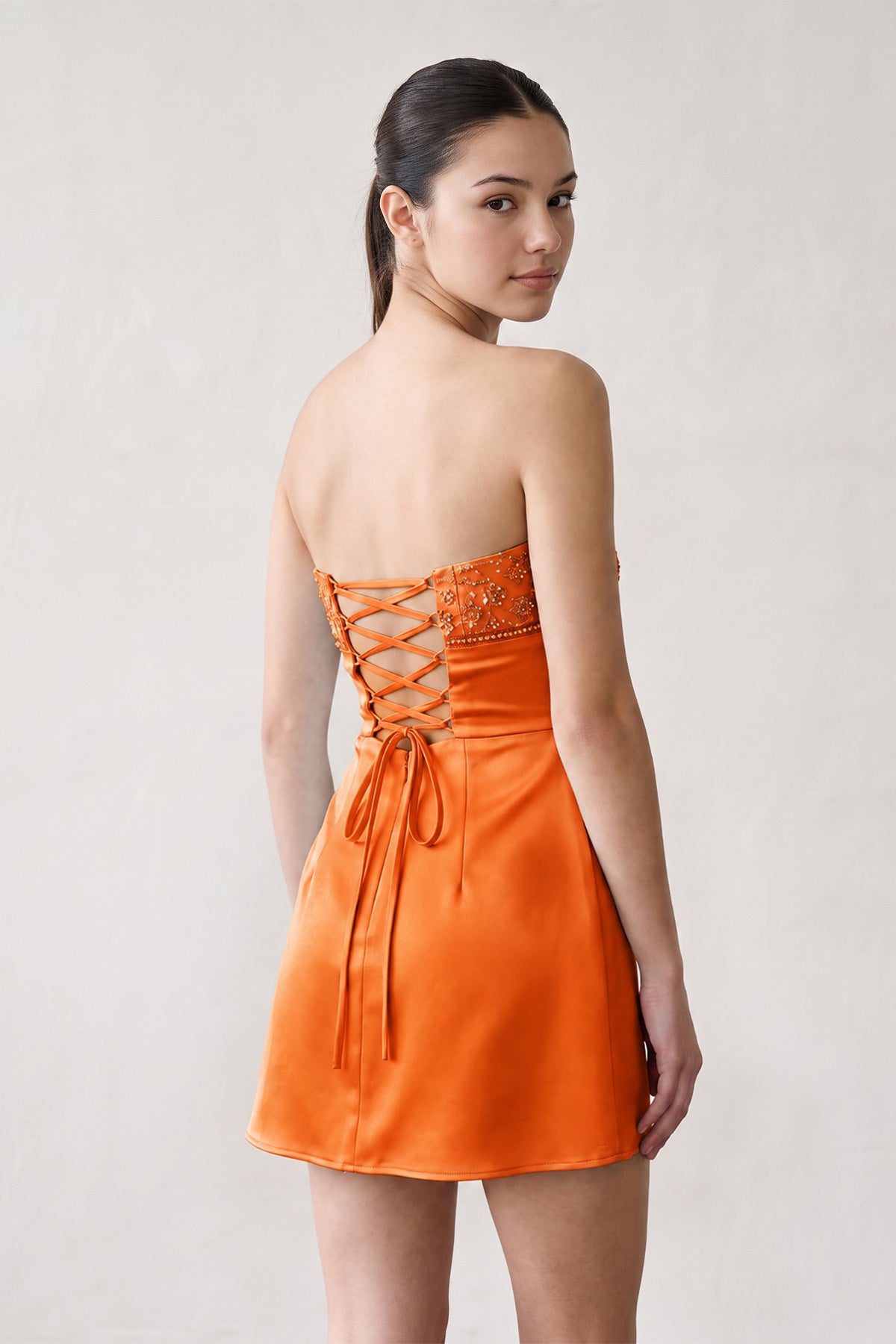 Aqua Strapless Appliqued Satin Sheath Homecoming Dress