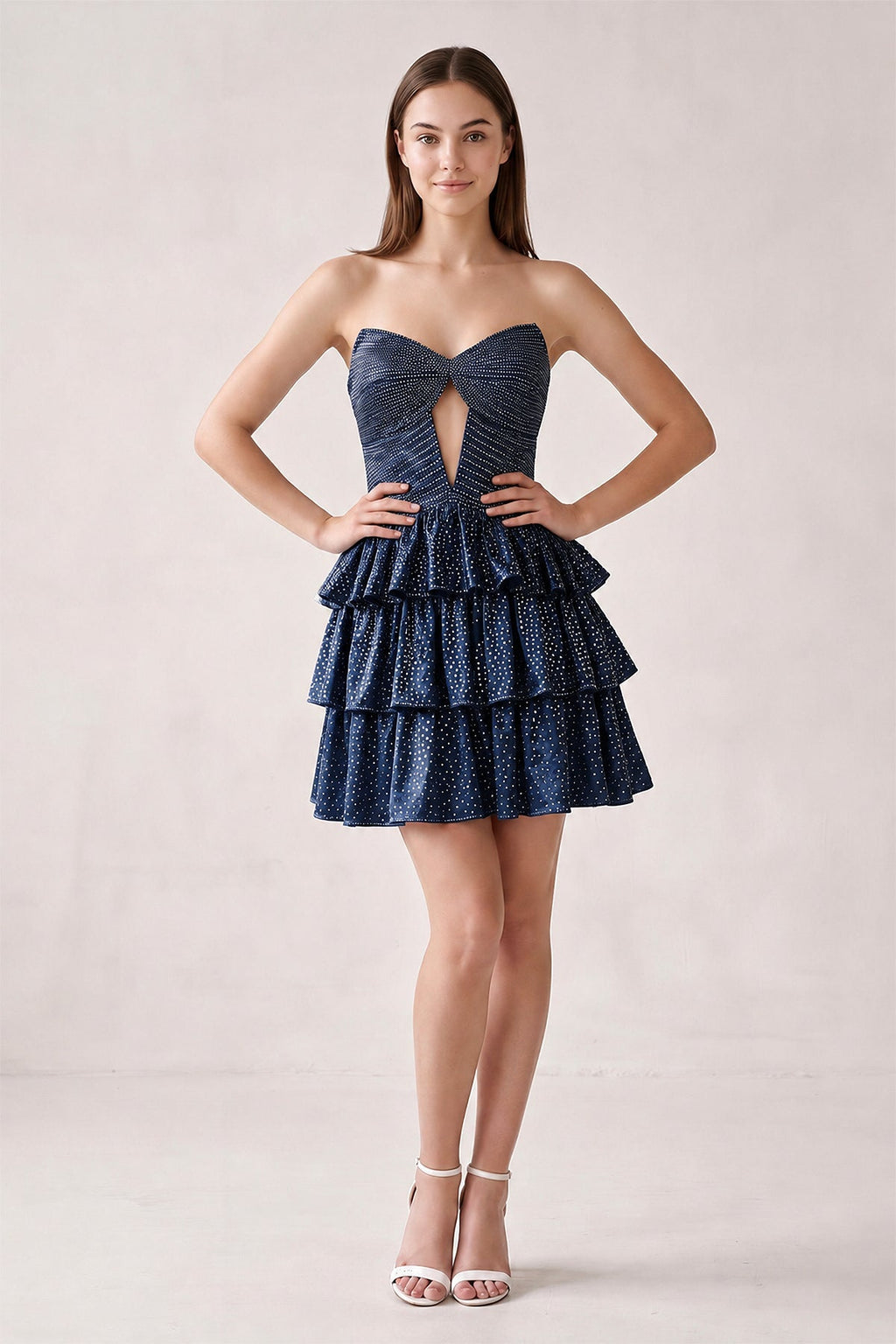 Orange Sweetheart A-Line Tiered Cut-Out Homecoming Dress With Beading