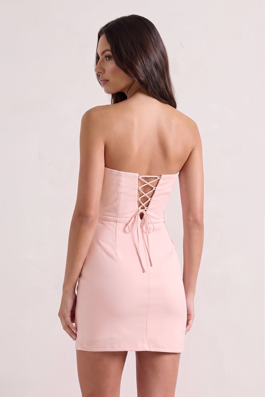 Strapless Yellow Corset Bodycon Short Satin Homecoming Dress