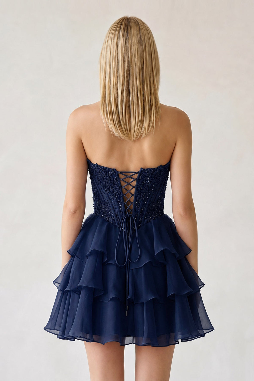 Red Ruffled A-Line Chiffon Sweetheart Corset Homecoming Dress With Beading