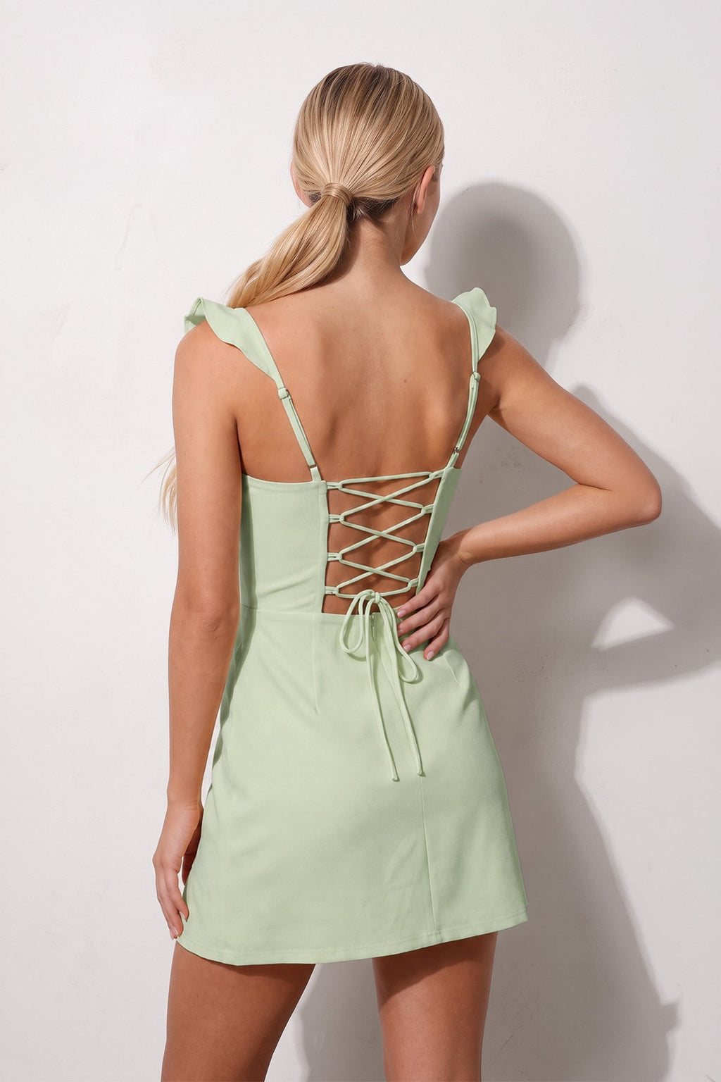Yellow Sweetheart Sheath Ruffled Linen Homecoming Dress With Slit