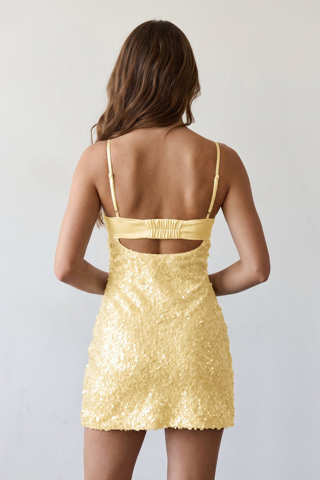 Sky Blue Sparkly Spaghetti Straps Sheath Satin Homecoming Dress With Sequins
