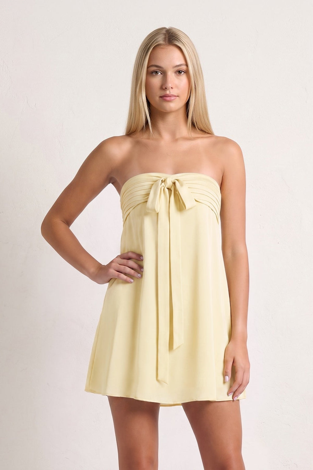 Sky Blue Strapless A-Line Satin Homecoming Dress with Ribbon