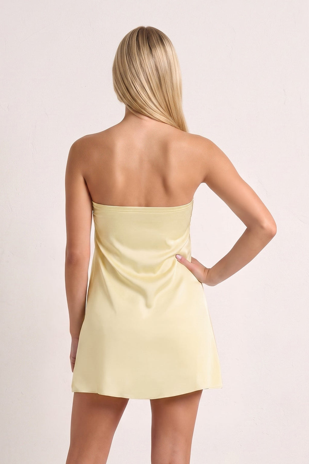 Sky Blue Strapless A-Line Satin Homecoming Dress with Ribbon