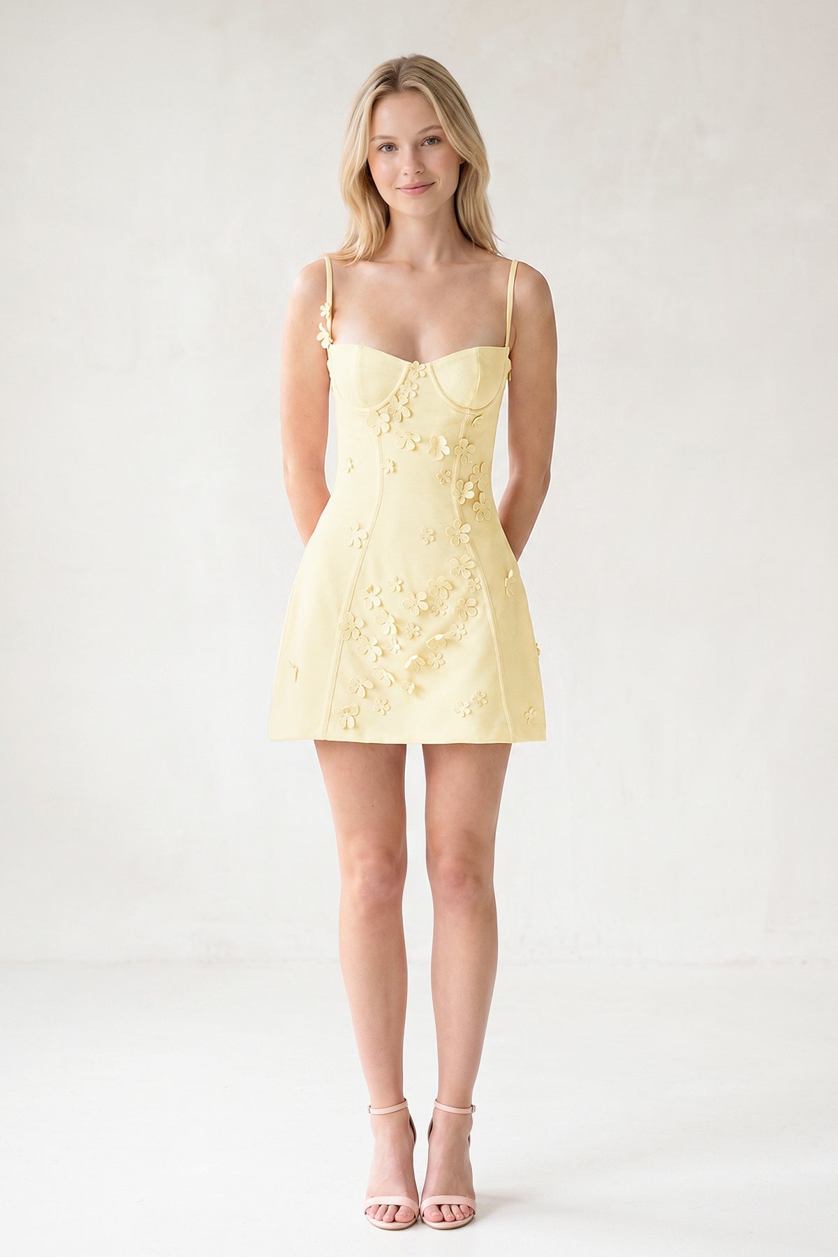 Pink A-Line Appliqued Spaghetti Straps Short Homecoming Dress