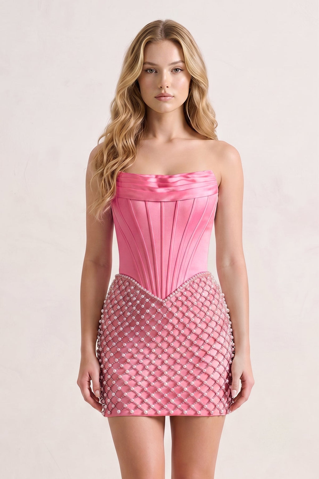 Yellow Corset Strapless Sheath Satin Homecoming Dress With Pearl